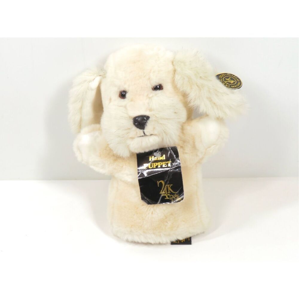 Vintage 24k Polar Puff Cream Dog Puppy Hand Puppet Collectable NWT